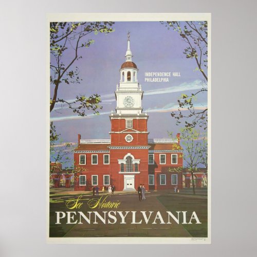 Vintage See Historic Pennsylvania USA Travel Poster