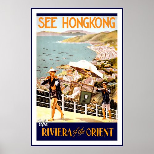 Vintage See Hongkong The Riviera Of The Orient  Poster