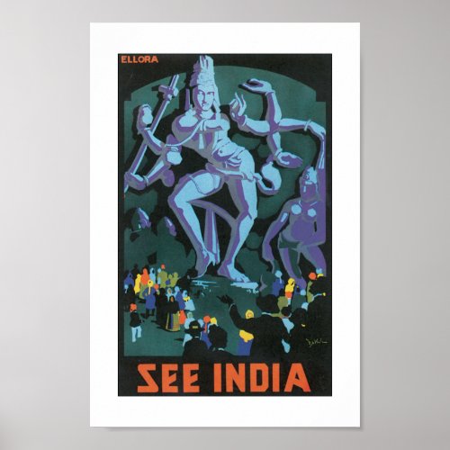 Vintage See India Travel Poster Print
