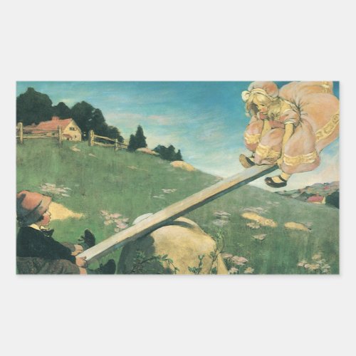 Vintage See Saw Margery Daw Jessie Willcox Smith Rectangular Sticker