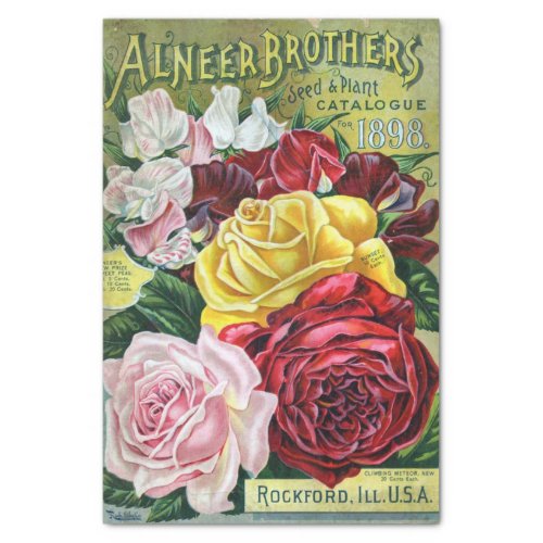 Vintage Seed Catalog Alneer Brothers Roses 1898 Tissue Paper