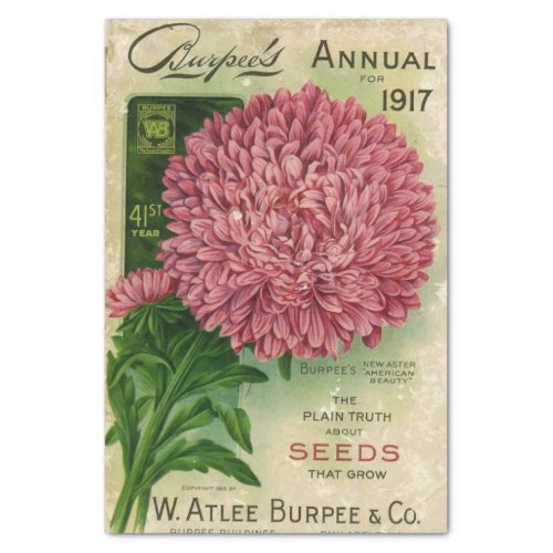 Vintage Seed Catalog Burpees Annual 1917 Tissue Paper