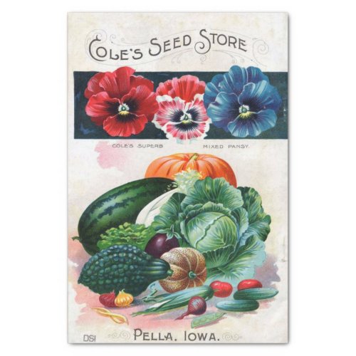 Vintage Seed Catalog Coles Pansies Vegetables Tissue Paper