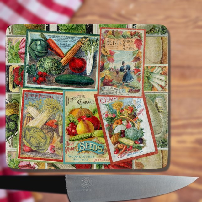 Vintage Seed Catalog Collage Cutting Board (Creator Uploaded)