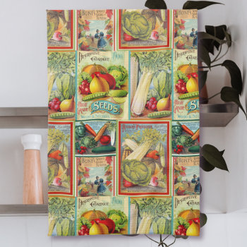 Vintage Seed Catalog  Collage Kitchen Towel by pinkladybugs at Zazzle