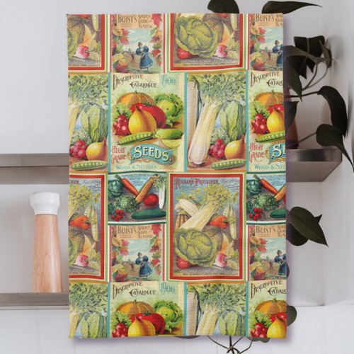 Vintage Seed Catalog  Collage Kitchen Towel