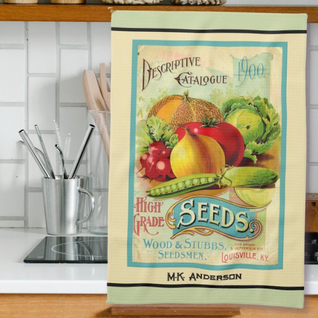 Vintage Seed Catalog  Cream Kitchen Towel (Creator Uploaded)