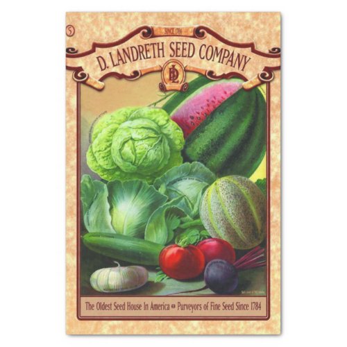 Vintage Seed Catalog D Landreth Vegetables Fruits Tissue Paper