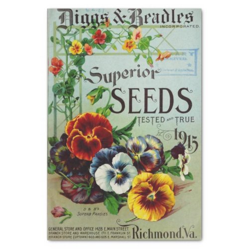 Vintage Seed Catalog Diggs and Beadles 1915 Tissue Paper