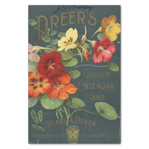 Vintage Seed Catalog Dreers Garden Calendar 1899 Tissue Paper