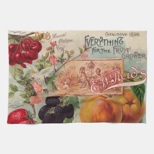 Vintage Seed Catalog E.W. Reid's 1896 Tea Towel   