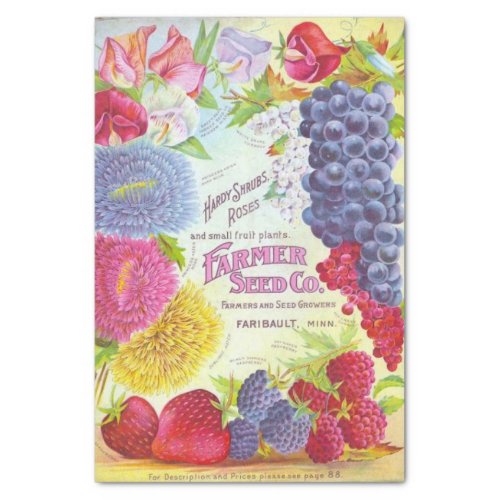 Vintage Seed Catalog Farmer Seed Company  Tissue Paper