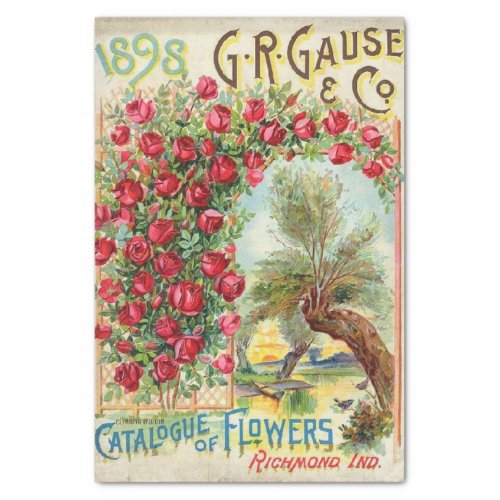 Vintage Seed Catalog Grause 1898 Red Roses Tissue Paper