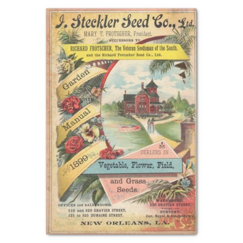 Vintage Seed Catalog J Steckler 1899 Tissue Paper
