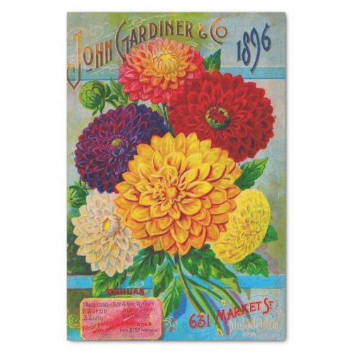 Vintage Seed Catalog John Gardiner 1896 Tissue Paper