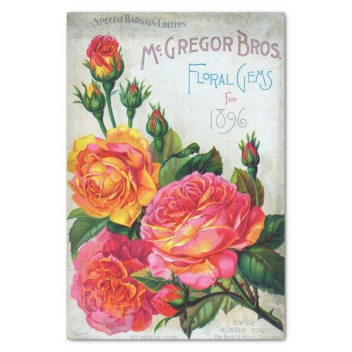 Vintage Seed Catalog McGregor Floral Gems 1896 Tissue Paper