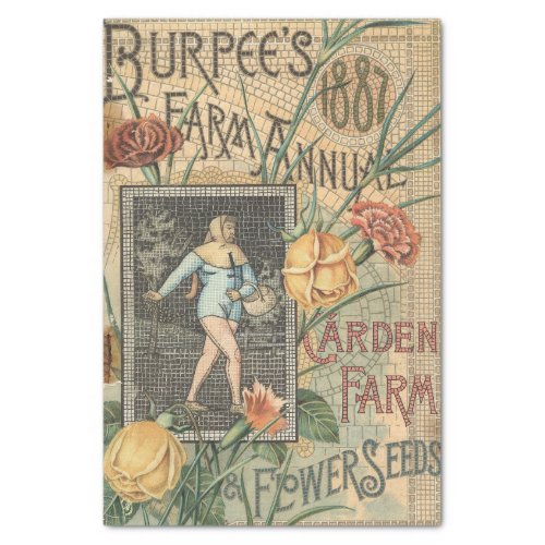Vintage Seed Catalog Mosaic Burpees 1887 Tissue Paper
