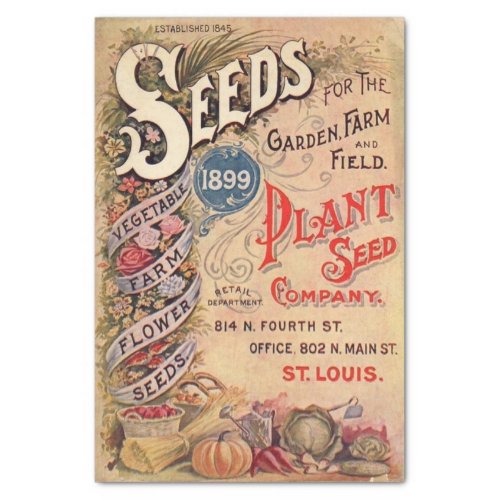 Vintage Seed Catalog Plant Seed Company 1899 Tissue Paper