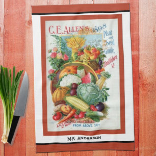 Vintage Seed Catalog Red Kitchen Towel