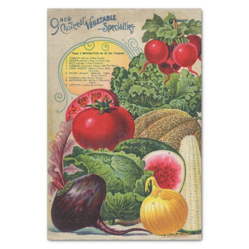Vintage Seed Catalog Vegetable Specialties Tissue Paper