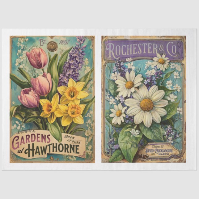 Vintage Seed Catoloque x 2 designs Tissue Paper (Front)