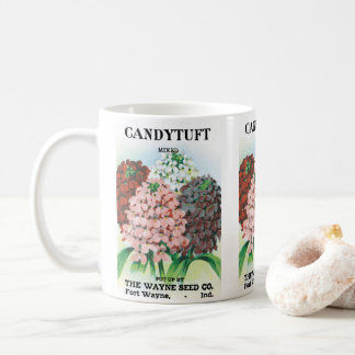 Vintage Seed Packet Art, Candytuft Garden Flowers Coffee Mug