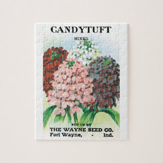 Vintage Seed Packet Art, Candytuft Garden Flowers Jigsaw Puzzle