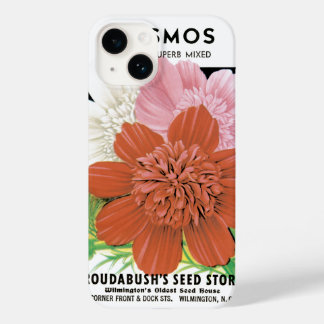 Vintage Seed Packet Art, Cosmos Garden Flowers Case-Mate iPhone 14 Case