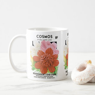 Vintage Seed Packet Art, Cosmos Garden Flowers Coffee Mug