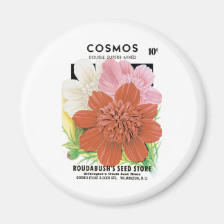 Vintage Seed Packet Art, Cosmos Garden Flowers Magnet