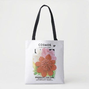 Vintage Seed Packet Art, Cosmos Garden Flowers Tote Bag