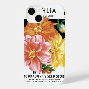 Vintage Seed Packet Art, Dahlia Garden Flowers Case-Mate iPhone 14 Case
