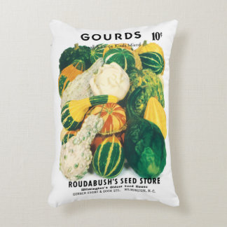 Vintage Seed Packet Art, Mixed Gourds Squash Accent Pillow