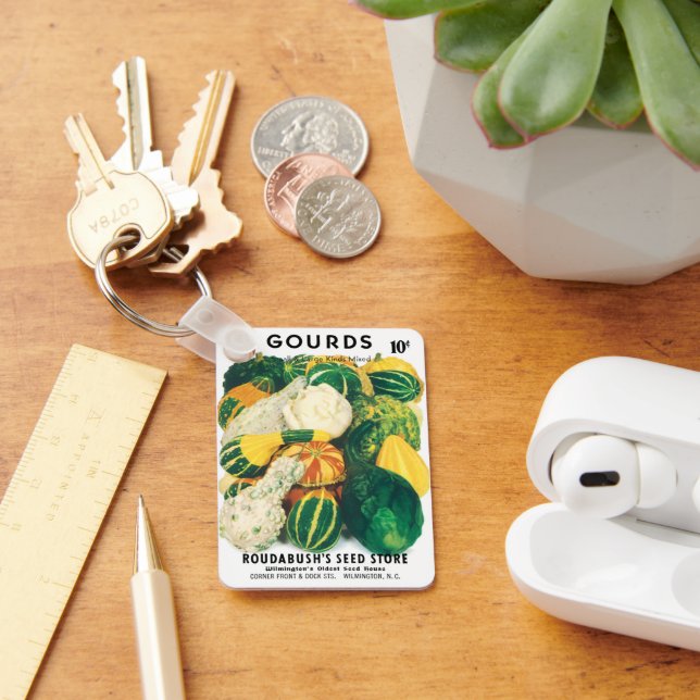 Vintage Seed Packet Art, Mixed Gourds Squash Keychain (Desk)
