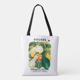 Vintage Seed Packet Art, Mixed Gourds Squash Tote Bag