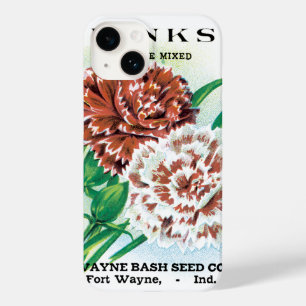 Vintage Seed Packet Art, Pinks Carnation Flowers Case-Mate iPhone 14 Case