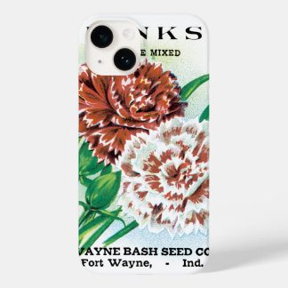 Vintage Seed Packet Art, Pinks Carnation Flowers Case-Mate iPhone 14 Case