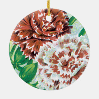 Vintage Seed Packet Art, Pinks Carnation Flowers Ceramic Ornament