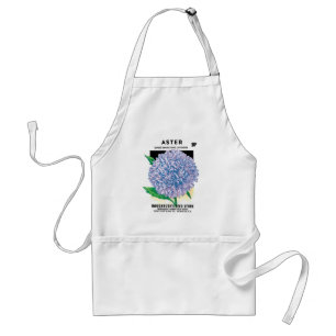 Vintage Seed Packet Art, Purple Aster Flowers Adult Apron