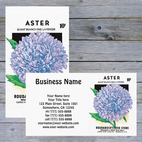 Vintage Seed Packet Art Purple Aster Flowers Business Card