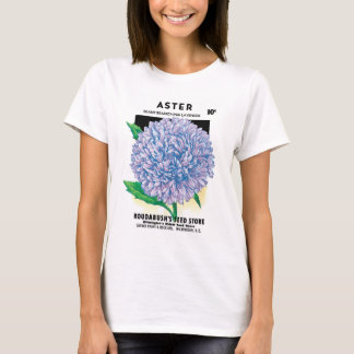 Vintage Seed Packet Art, Purple Aster Flowers T-Shirt