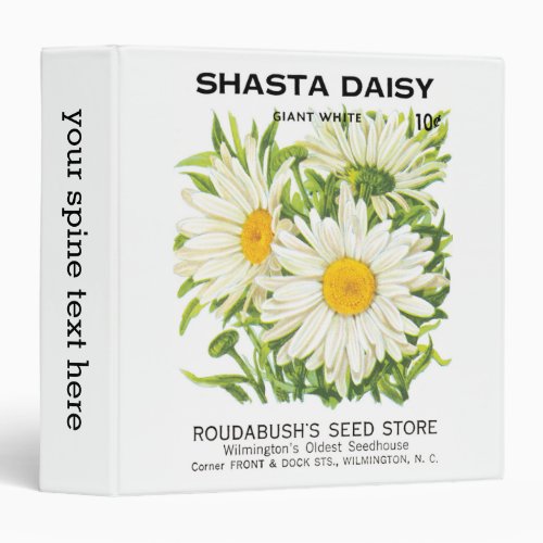 Vintage Seed Packet Art Shasta Daisy Flowers 3 Ring Binder