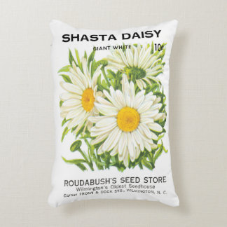 Vintage Seed Packet Art, Shasta Daisy Flowers Accent Pillow