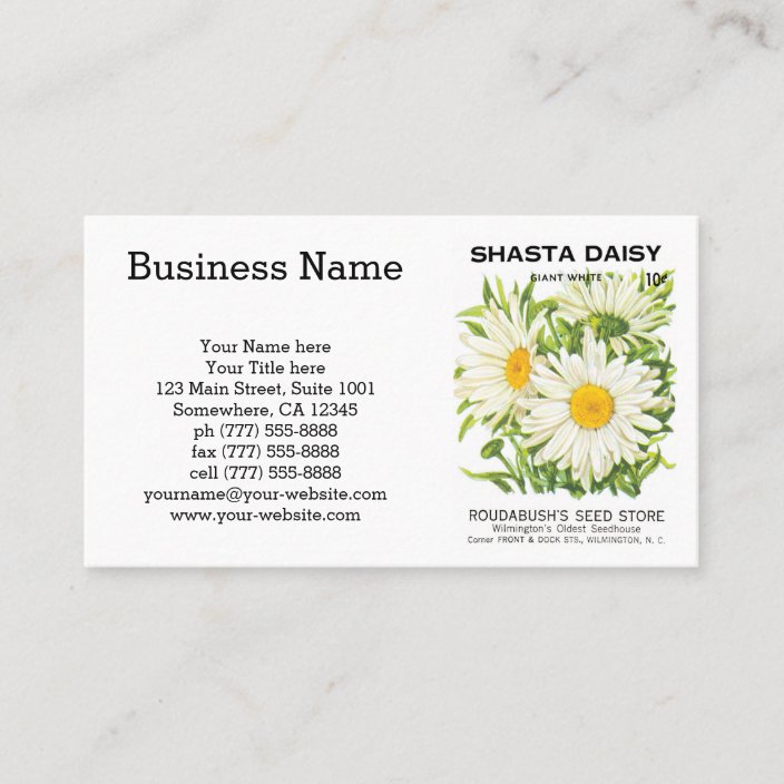 vintage seed packet art shasta daisy flowers business card zazzle com
