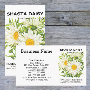 Vintage Seed Packet Art, Shasta Daisy Flowers Business Card