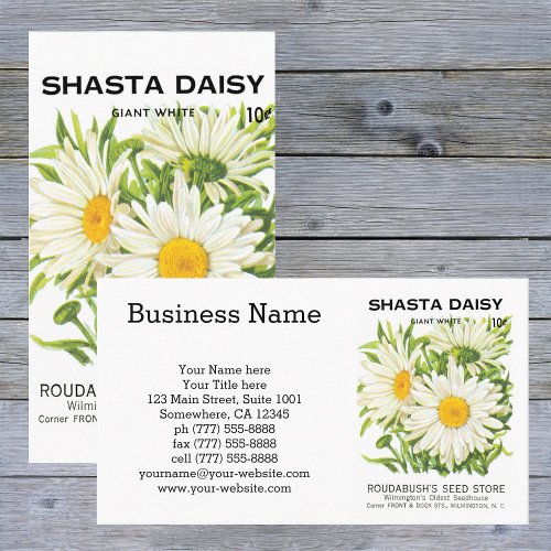 Vintage Seed Packet Art Shasta Daisy Flowers Business Card