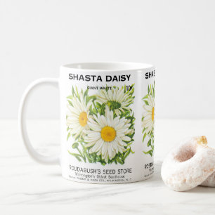 Vintage Seed Packet Art, Shasta Daisy Flowers Coffee Mug