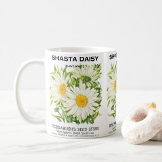 Vintage Seed Packet Art, Shasta Daisy Flowers Coffee Mug