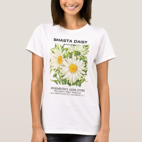 Vintage Seed Packet Art Shasta Daisy Flowers T_Shirt