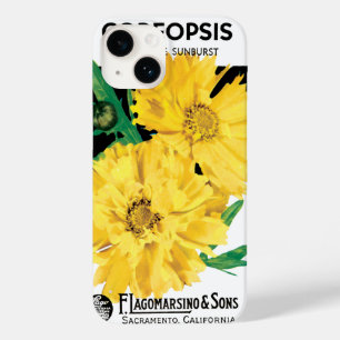 Vintage Seed Packet Art, Yellow Coreopsis Flowers Case-Mate iPhone 14 Case